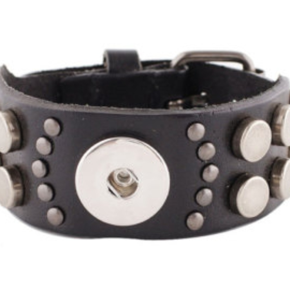 Snap Button Jewelry Studded Leather Bracelet